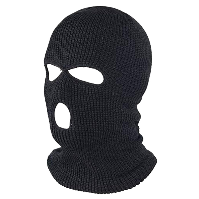 3-håls vinterstickad ansiktsmask, utomhussport helmask för skidor Varm stickad balaclava för vuxna_voghion.com