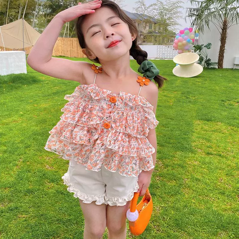 Детский летний топ-камзол из шифона для девочек в корейском стиле, без рукавов, модная новинка лета 2025 года