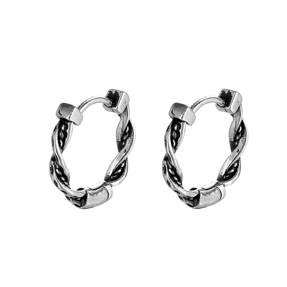 1 Piece Fashion Twist Titanium Steel Plating Men's Earrings display picture 4