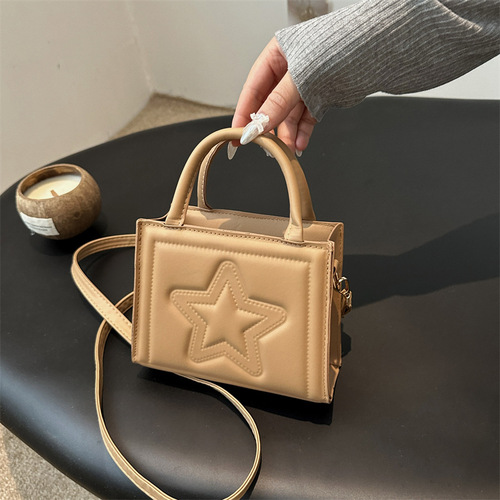 A 2025 trendy and fresh pure-colored textured floral print shoulder crossbody and hand-held small square bag