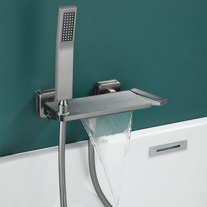 Brass Bathtub Faucet Simple Shower Set Waterfall Bathroom Normcore Hot and Cold White Mixing Valve Brass Bathtub Faucet Simple Shower Set Waterfall Bathroom Normcore Hot and Cold White Mixing Valve