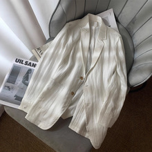 休闲西装亚麻西装外套女2025秋款新款韩版宽松休闲棉麻上衣薄