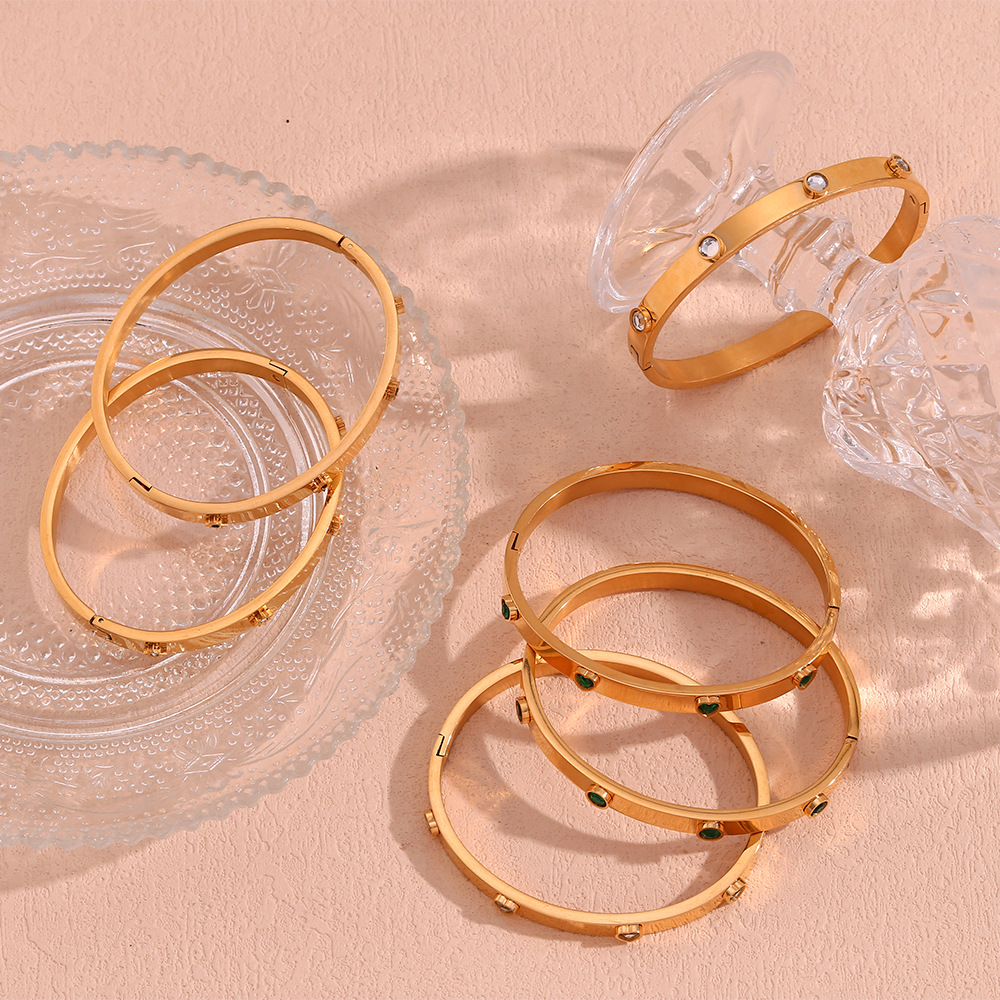 Zircon Buckle Stainless Steel Bracelet