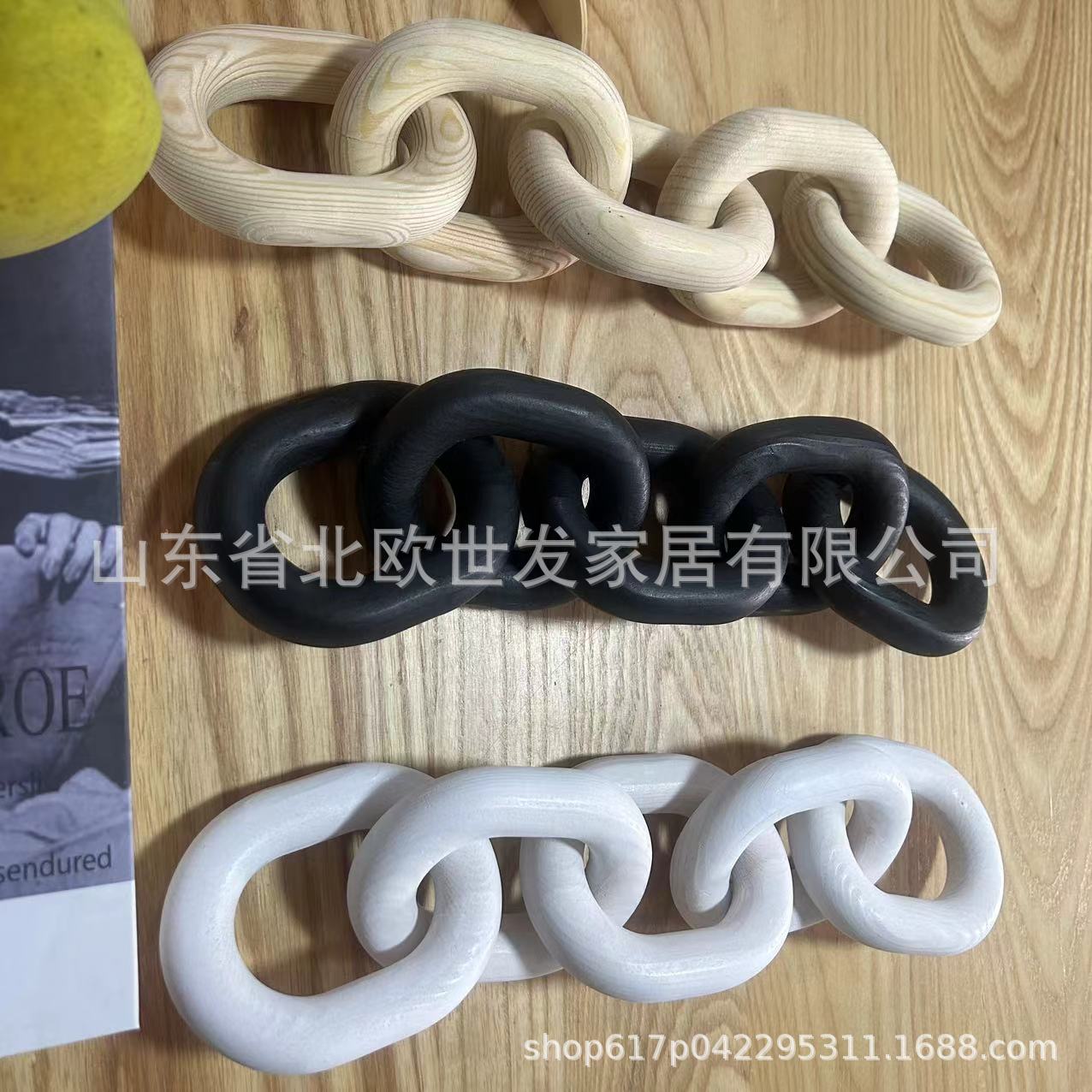 木质波西米亚五环链手工链条居家民宿家庭卧室摆件装饰实木环现货