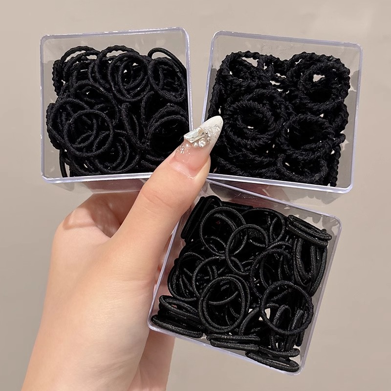 Banda de goma negra para niños para mujeres anillo de cabello 2025 nuevo estilo de alta calidad no lastimar cabello cuerda de cabello accesorios para el cabello de bebé