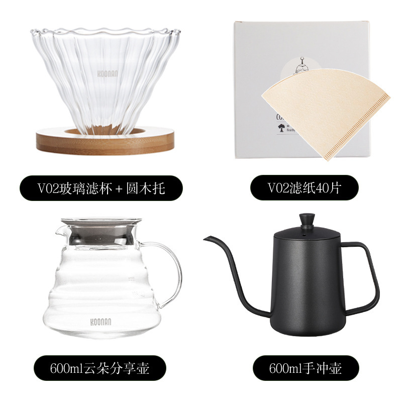 [Round Wood Edition] 2-4 people hand-made coffee 4 pieces