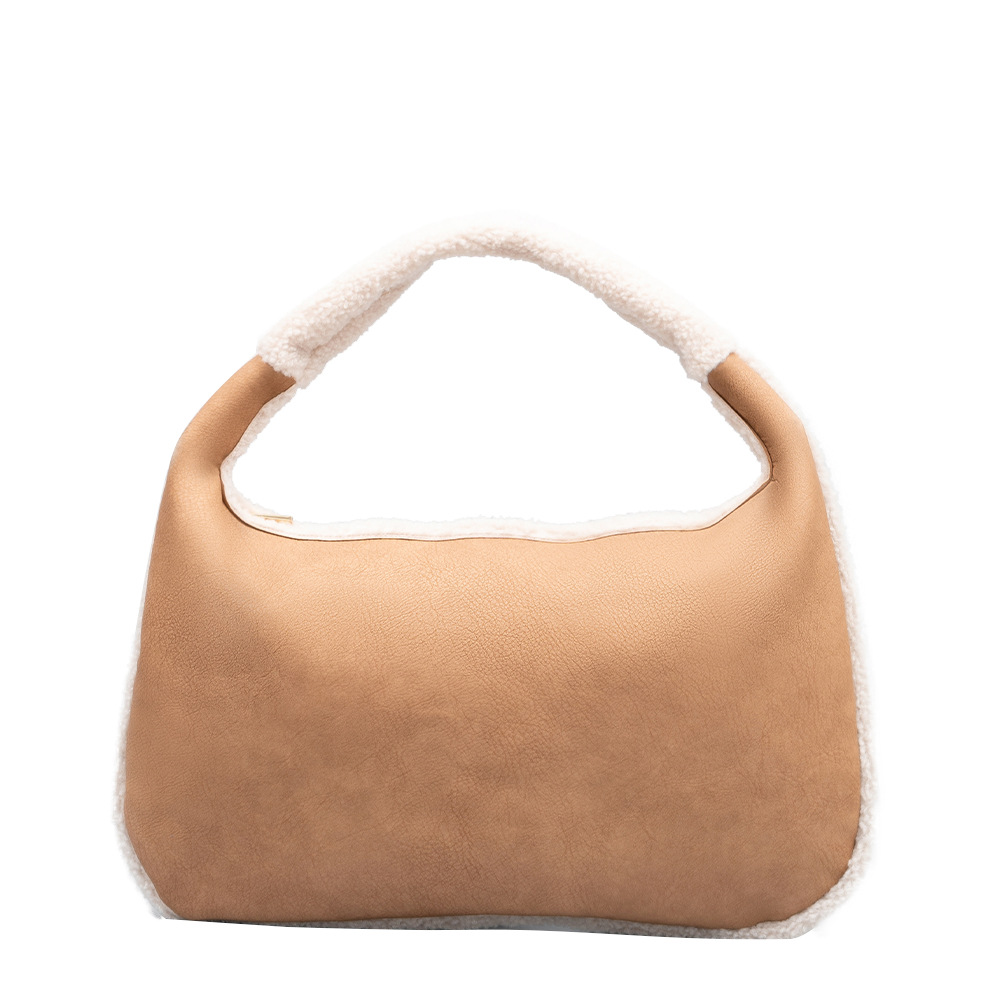 Women's Bag plush leather bag shoulder bag niche design women's bag commuter armpit bag_voghion.com