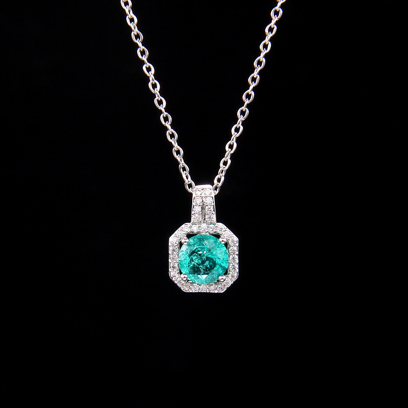 Ice flower light blue square diamond (single pendant)