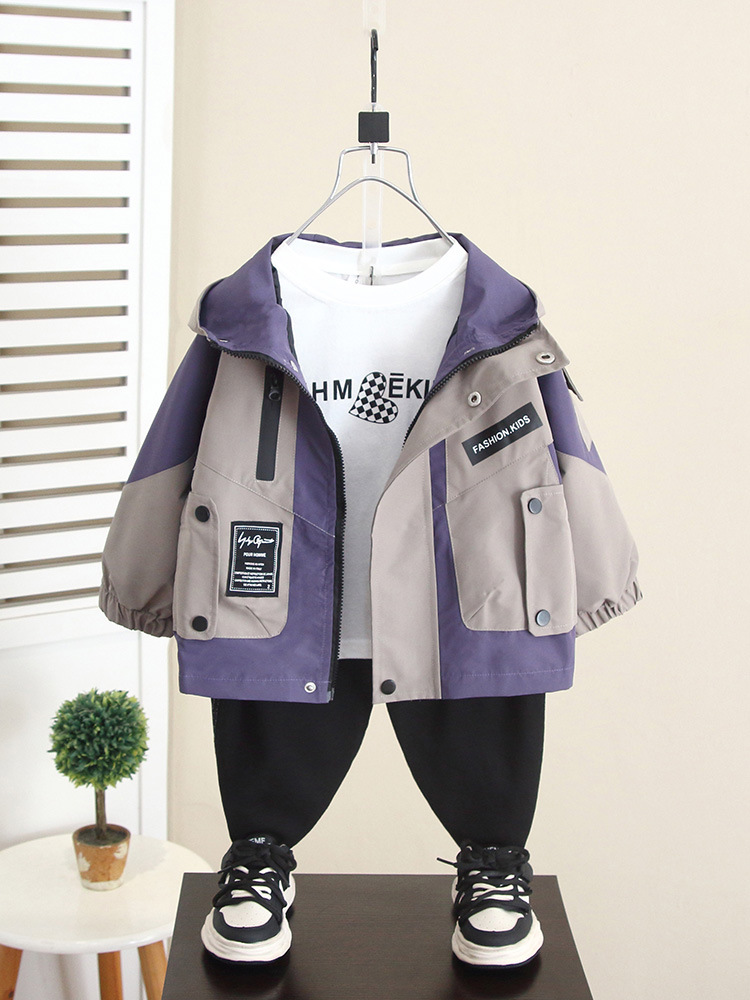 6376 Chaqueta de niño Ropa de otoño para niños Cortavientos con capucha 2025 Nuevo estilo Chaquetas de otoño para niños Ropa de bebé