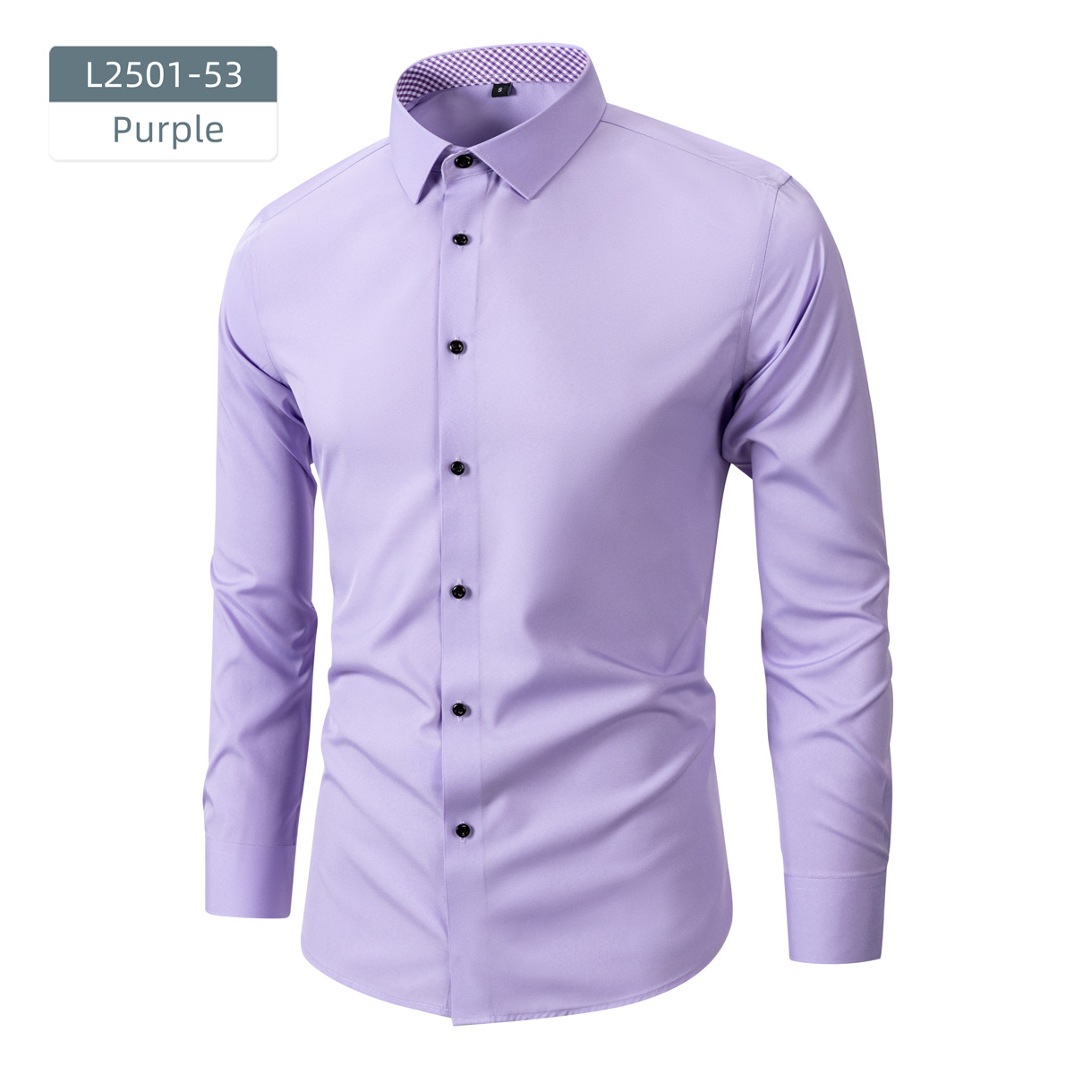 Camisas personalizadas transfronterizas para hombres de manga larga ropa de negocios elástica Amazon comercio exterior botones negros