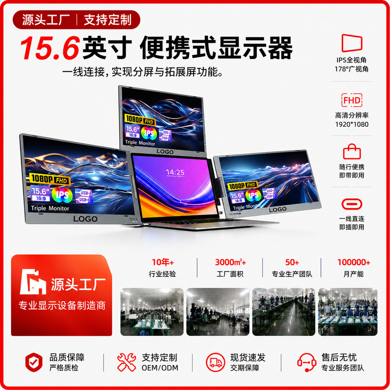 Laptop Three-Screen Expansion Display, Portable Ips High-Definition Foldable Ultra-Thin Multi-Screen Collaborative Office Monitor Laptop Three-Screen Expansion Display, Portable Ips High-Definition Foldable Ultra-Thin Multi-Screen Collaborative Office Monitor
