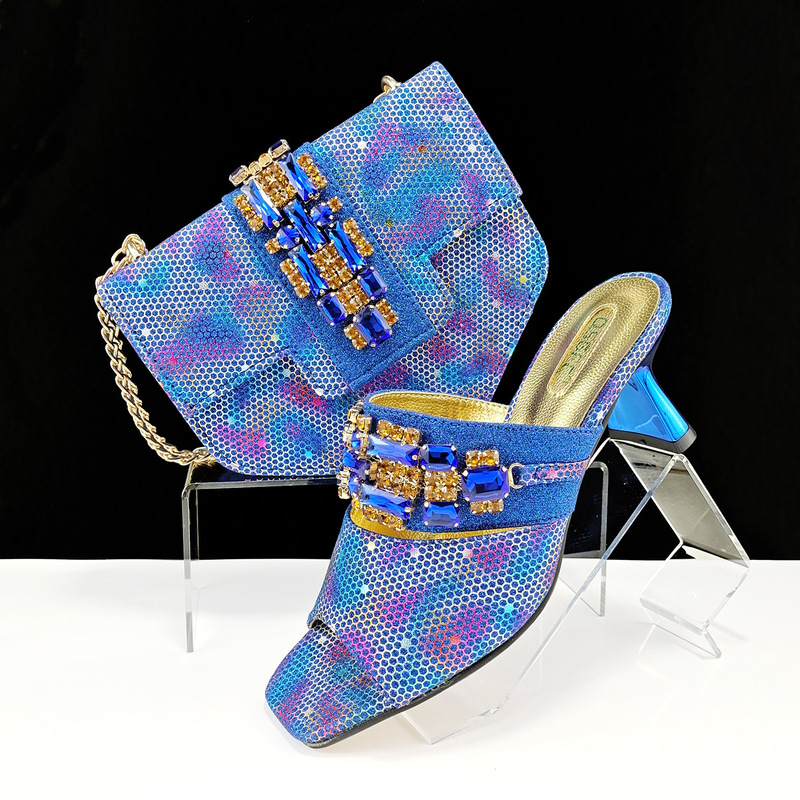 Summer Sexy Party Shoes with High Heels, Unique Shaped Heels, Camouflage Sequins, and Rhinestone Embellishments for Women