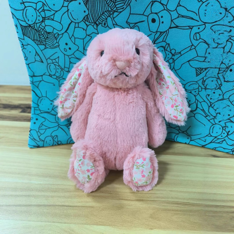 同じジェリーキャットの白、ピンク、茶色、灰色の花柄ボニーうさぎのぬいぐるみ、ギフトネット|undefined