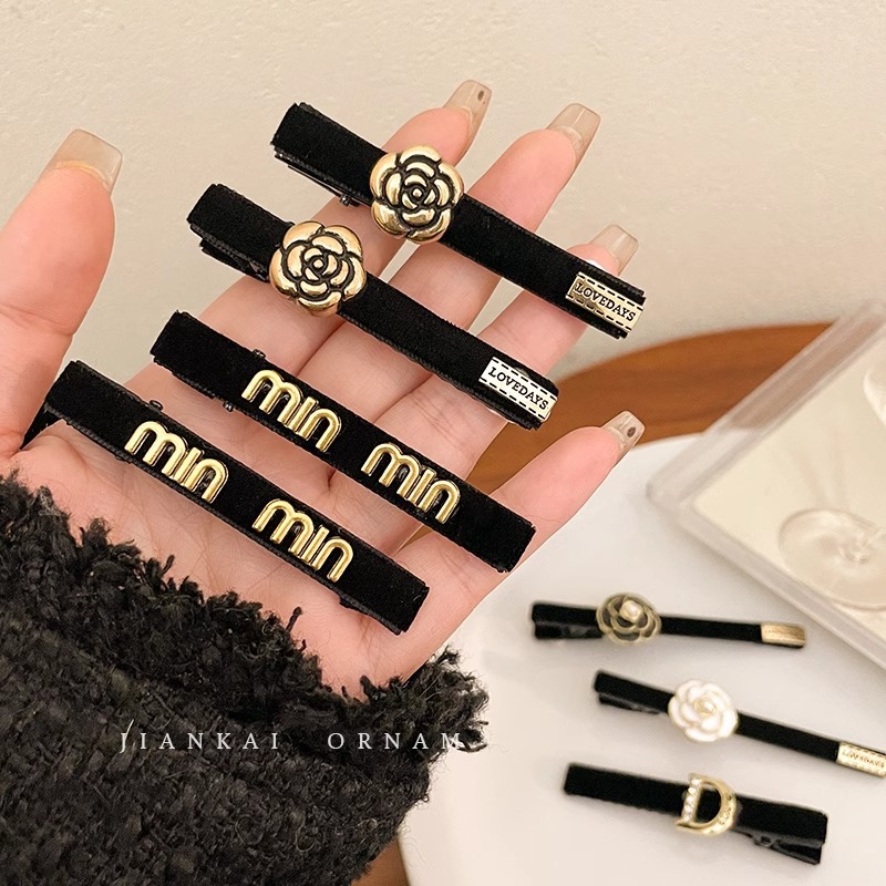 Velvet Camellia clip de alto grado temperamento horquilla femenina Otoño e Invierno flequillo lateral clip tocado horquilla clip lateral