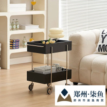 实木推车客厅沙发收纳柜家用多层零食床头置物架可移动中古风边几