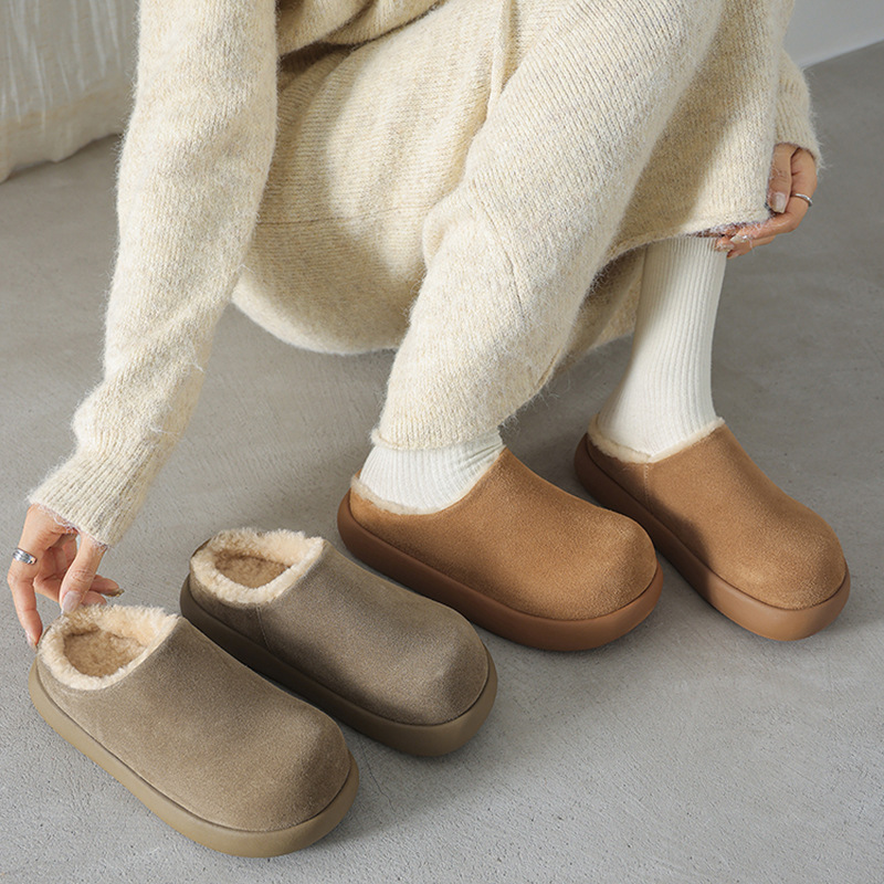 Cute Little Potato Thick-Soled Birkenstock Shoes Half-Slip Comfortable Snow Boots Women's Full-Coverage 2025 Winter New Slippers