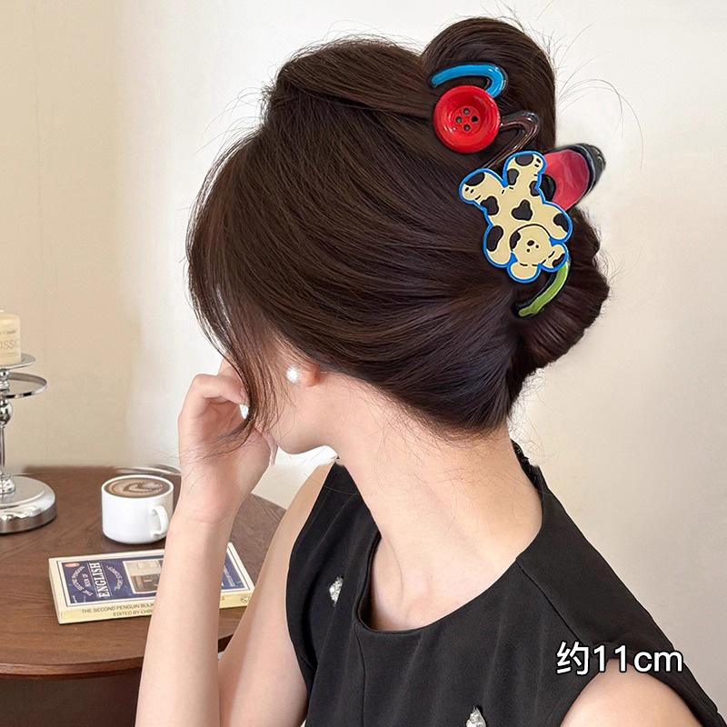 Clip de agarre de botón rojo de Encora para mujer nuevo clip de tiburón de pelo de disco de estilo de alta calidad en la parte posterior de la cabeza horquilla de temperamento