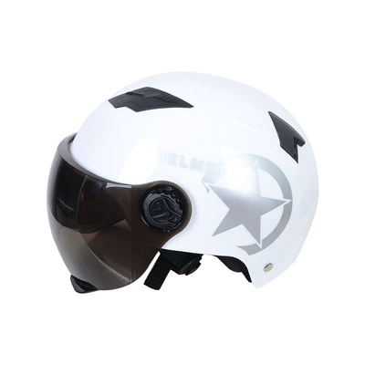Four Seasons Universal Helmet Thickened Harley Helmet Men's and Women's Half Helmet Electric Car Advertising Helmet Free Printing Electric Car Helmet (Motosiklet kaskı (dəbilqə)) - cross-border-exclusive-sale-white-with-tea-mirror