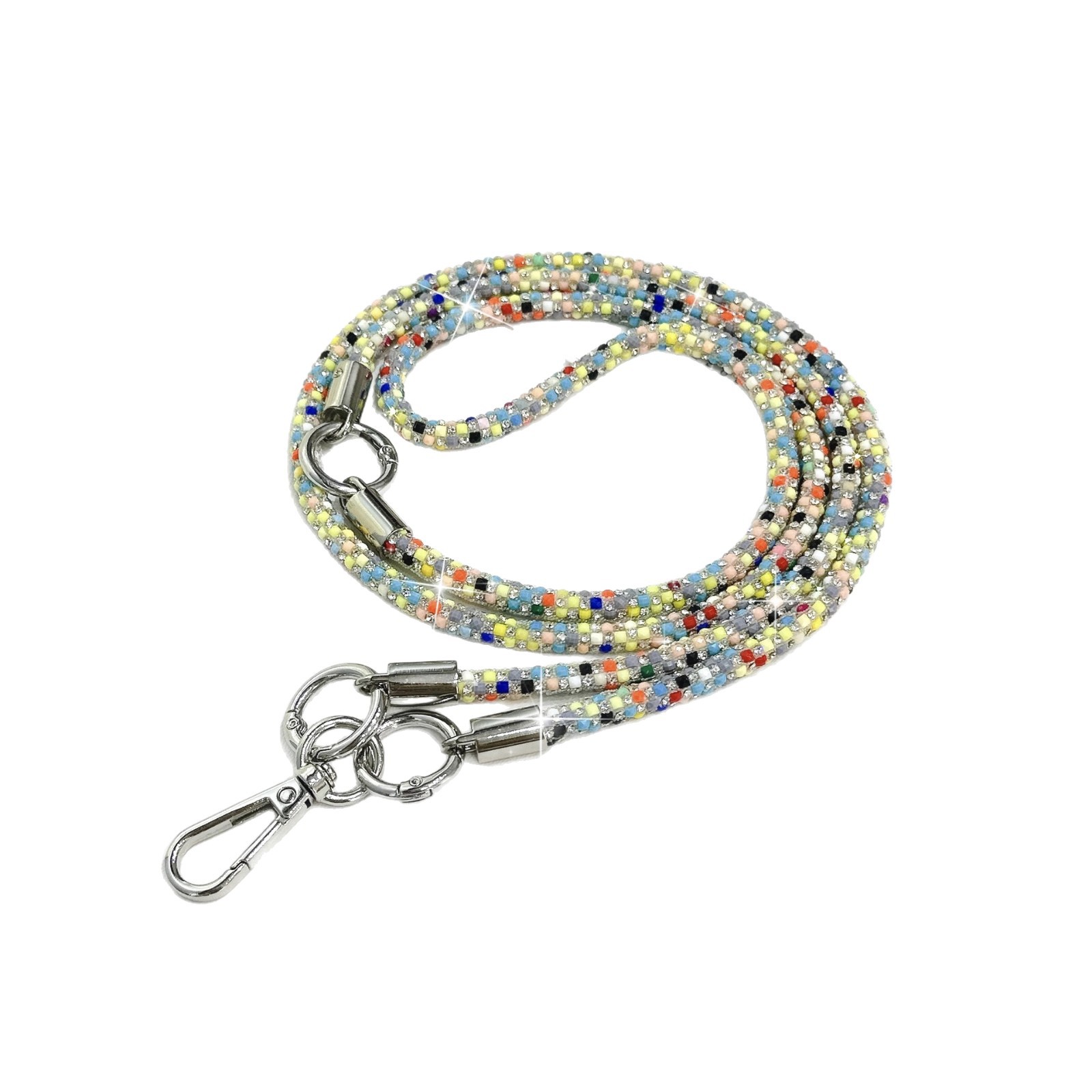 Alta calidad, ligero, lujo 0.7, diamante completo, tres en uno, cadena de teléfono móvil multiusos, mensajero, caramelo, diamante flash multiforma, cordón de diosa