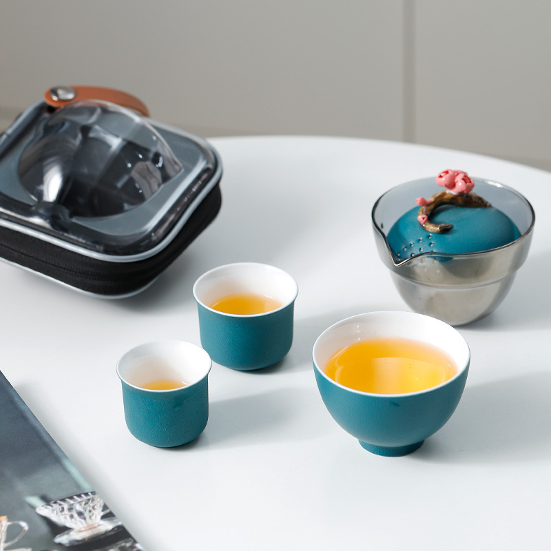 Glass ceramic tea set for traveling
