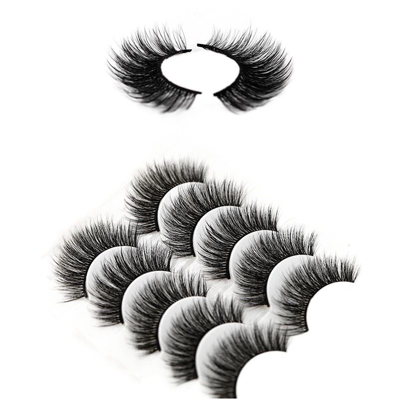 Pestañas postizas de fibra química 3D46-55 5 pares de pestañas europeas y americanas que se encrespan multinivel desordenado transfronterizo