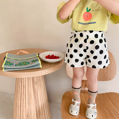 2021 Korean Edition girl Western style fashion shorts summer new pattern Wave baby Korean Edition trousers children Casual pants