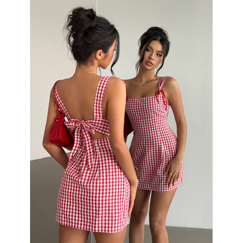 Ladies' New Spring and Summer Y2K Fashion Plaid Mini Suspender Dress Suitable for Young Girls' Concerts Ladies' New Spring and Summer Y2K Fashion Plaid Mini Suspender Dress Suitable for Young Girls' Concerts