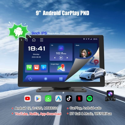 Foreign trade wholesale 9inch Android universal car central control screen car navigation system carplay portable screen dashcam
