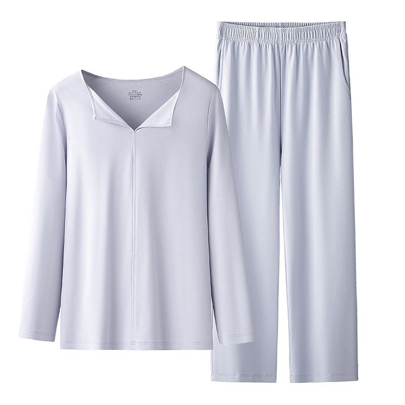 El nuevo traje de manga larga delgado antiarrugas de 80 pijamas de mujer Sorona de algodón mercerizado se puede usar afuera