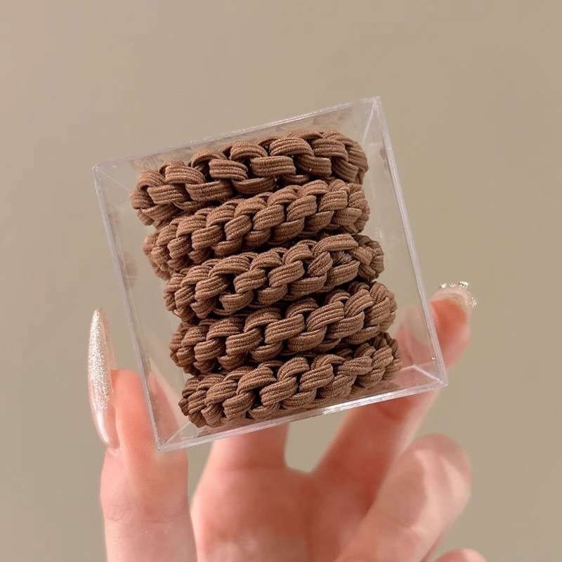 Banda de goma de alta elasticidad y duradera para mujer, lazo para el cabello tejido de cola de caballo alta, nuevo estuche de cuero, cuerda para la cabeza de mujer, tocado de cuerda para el cabello grueso de red