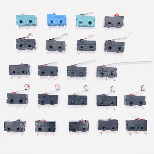 Mouse switch 2A125V three-legged KW10 small micro switch straight foot bent foot/handled roller stroke inching