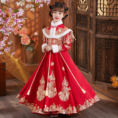 Girls Princess Dress Hanfu Winter Suit Girls New Year Clothes Winter Tang Suit Children 2023 New New Year Clothes