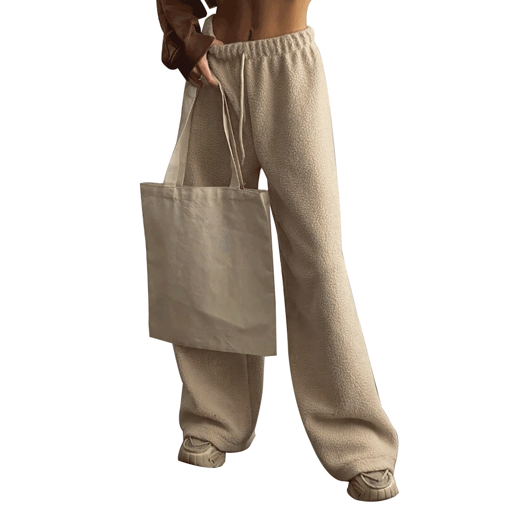 Damenbekleidung Hose mit weitem Bein aus Lammwolle_voghion.com
