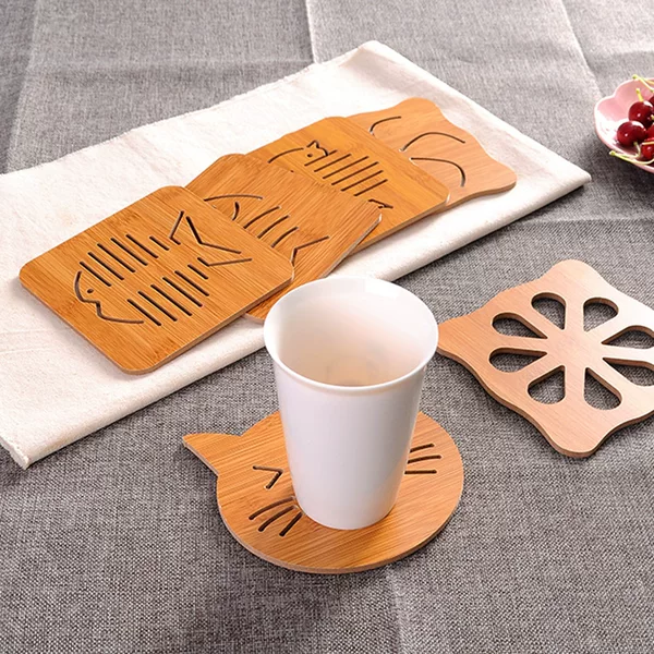 Hollow wooden coaster kitchen thickened Anti-scald insulation mat placemat non-slip pot bowl mat tea cup mat bowl mat