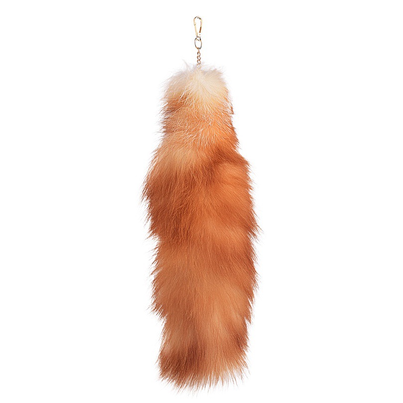 Oversized Fox Fur Pendant Silver Blue Fox Tail Real Fur Accessories Women's Bag Pendant Car Keychain