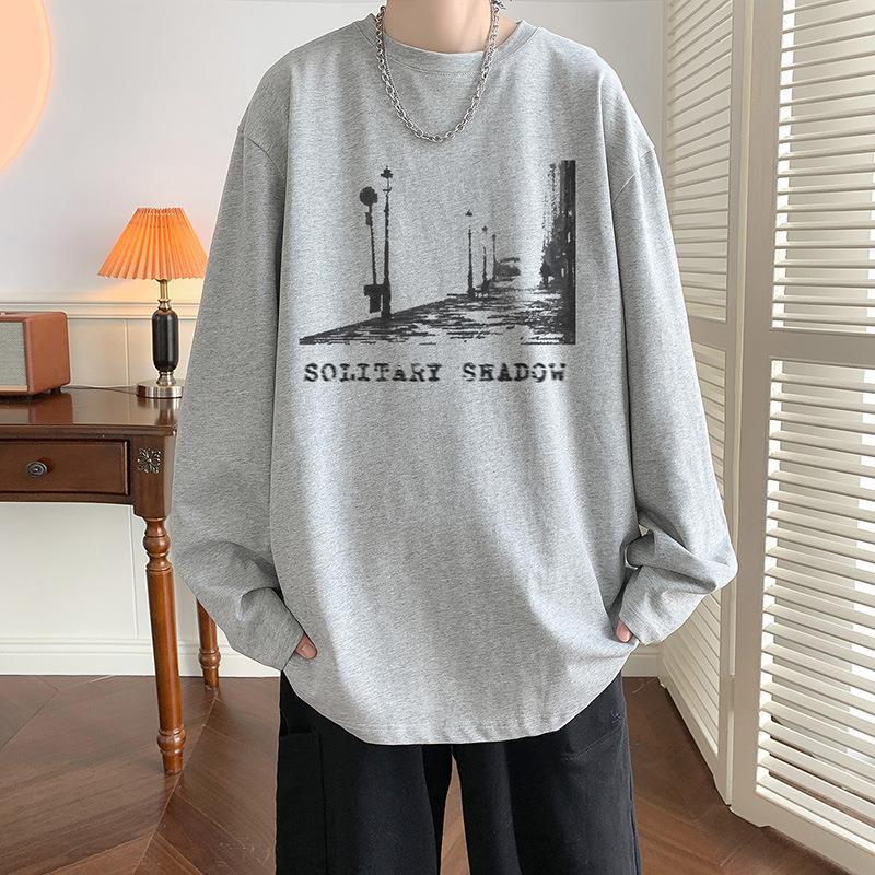 Camiseta de manga larga los hombres sueltos primavera y otoño nuevo impreso hiphop Harajuku estilo nacional moda interior camisa casual ropa superior