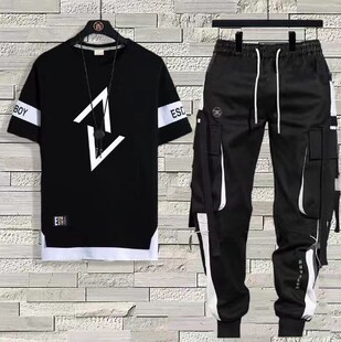 Short-sleeved T-shirt Men's Summer Thin Casual Trousers Sports Suit Men's Clothing Set Loose Half-sleeved T-shirt