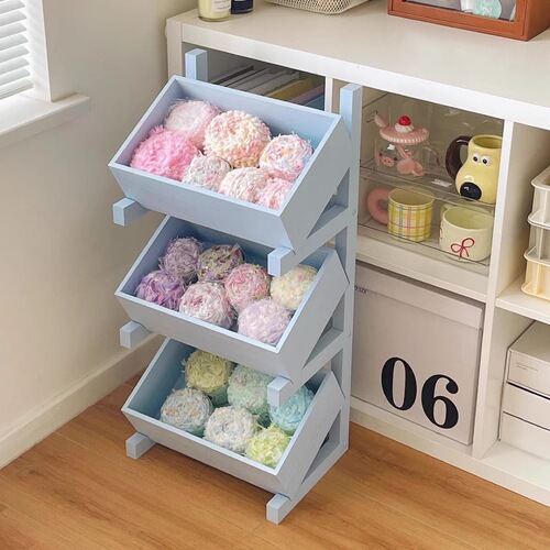 Three-layer solid wood freestanding adjustable home living room fruit and vegetable kitchen snack storage rack, customizable in bulk