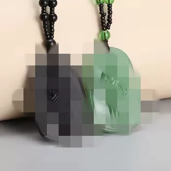 Cross-border e-commerce bestseller: Imitation obsidian Saint Jude head portrait necklace, imitation green jade pendant, human head portrait, Hiphop style