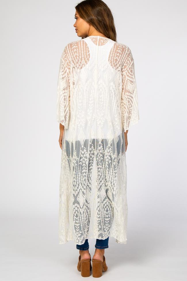 147g Weight White Color Wholesale Sexy Lace Long Cardigan Bikini Blouse Nihaojewelry 2