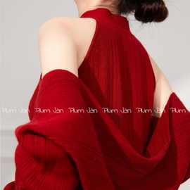 Plum Jan/回门服新娘平时可穿两件套连衣裙红色旗袍盘扣针织春秋