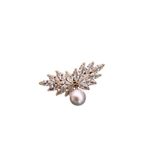 Angel Wings Rhinestone Pearl Brooch Men's and Women's High-End Design Corsage Korean Version Anti-Leakage Pin Clothing and Accessories Wholesale