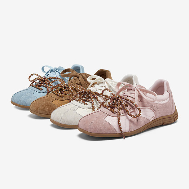 Cowhide Leather【Strawberry Pie】2026 Spring New Brown German Training Shoes Outdoor Sports Casual Women's Shoes Genuine Leather