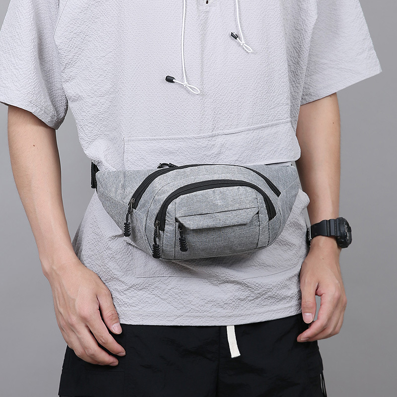 New Fashionable Men's Waist Bag, Portable Travel Multi-Layer Storage Chest Bag, Simple, Lightweight, Casual Shoulder Crossbody Bag
