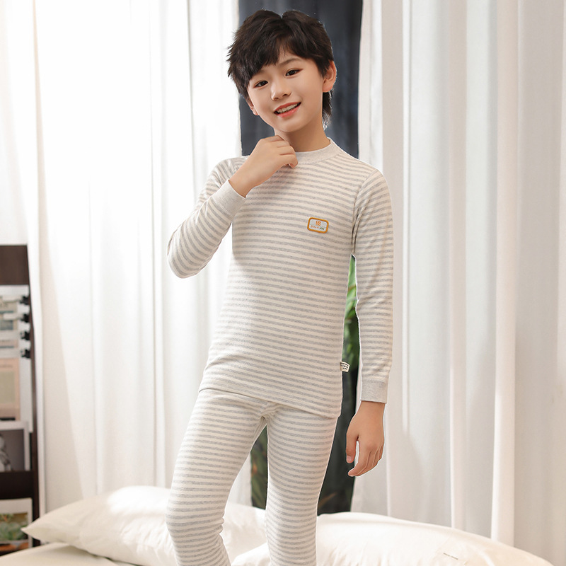 男童睡衣套装儿童保暖内衣纯棉女童衬衣线裤舒绒中小童打底棉毛衫|undefined