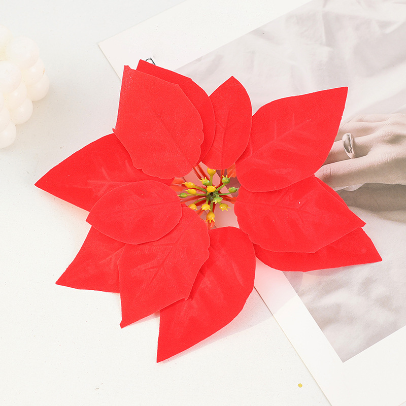 Simulación de flores de Navidad de tres hojas falsas flores de seda decoración de Navidad decoración de boda al por mayor