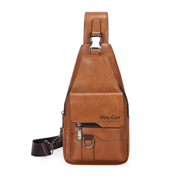 New men's retro chest bag, outdoor waterproof and dirt-resistant single shoulder crossbody bag, men's sporty trendy portable bag