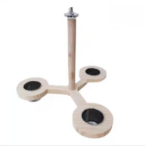 Parrot Bird Products Solid Wood Fedrior Fedrior Passion Strite Stainless Steel Cup Bird Cage Stand Stand toy Wholesale 2