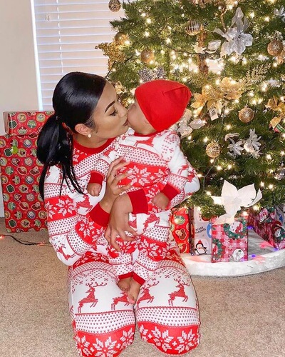  new Amazon European and American parent-child home wear Christmas pajamas ebay good autumn family suit
