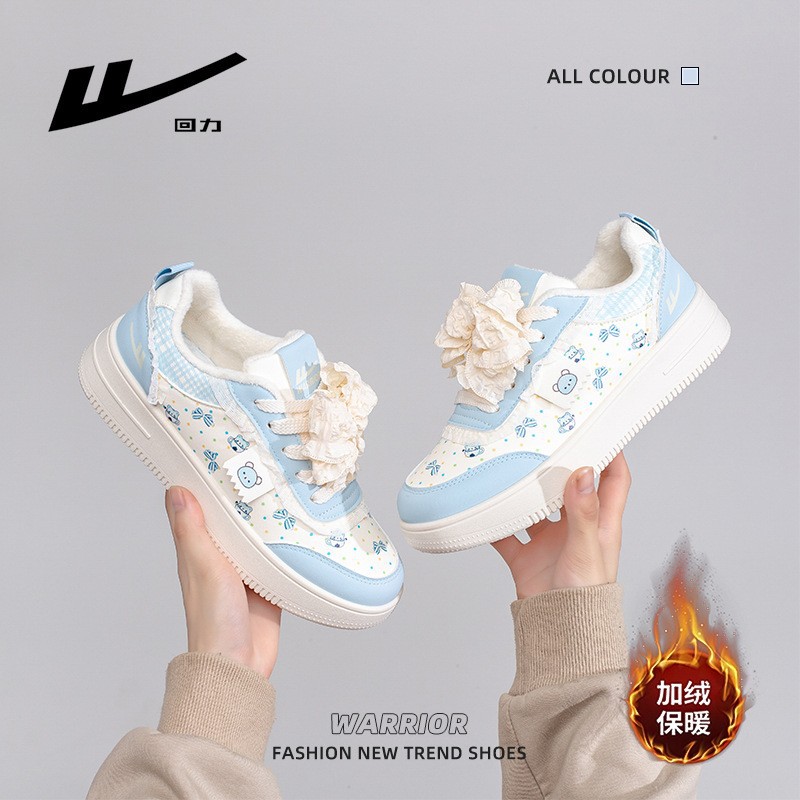 Retirada arco lindo zapatos de algodón invierno nuevo tipo de flores osos zapatos de suela gruesa universal pequeño viento fragante zapatos de skate para mujeres estudiantes